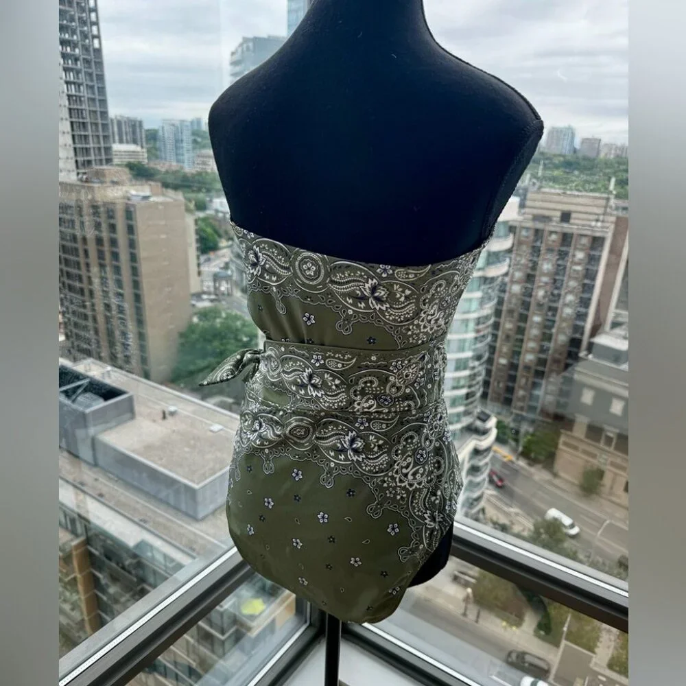 🆕 ZIMMERMANN 🧿 NWOT Paisley Scarf Sculpt Bandeau Swimsuit - Sz 3 - US 8, Green - Picture 8 of 15